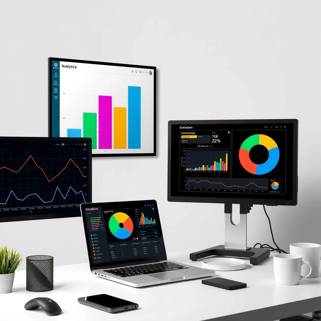 Data analytics dashboard showing marketing performance metrics and KPIs