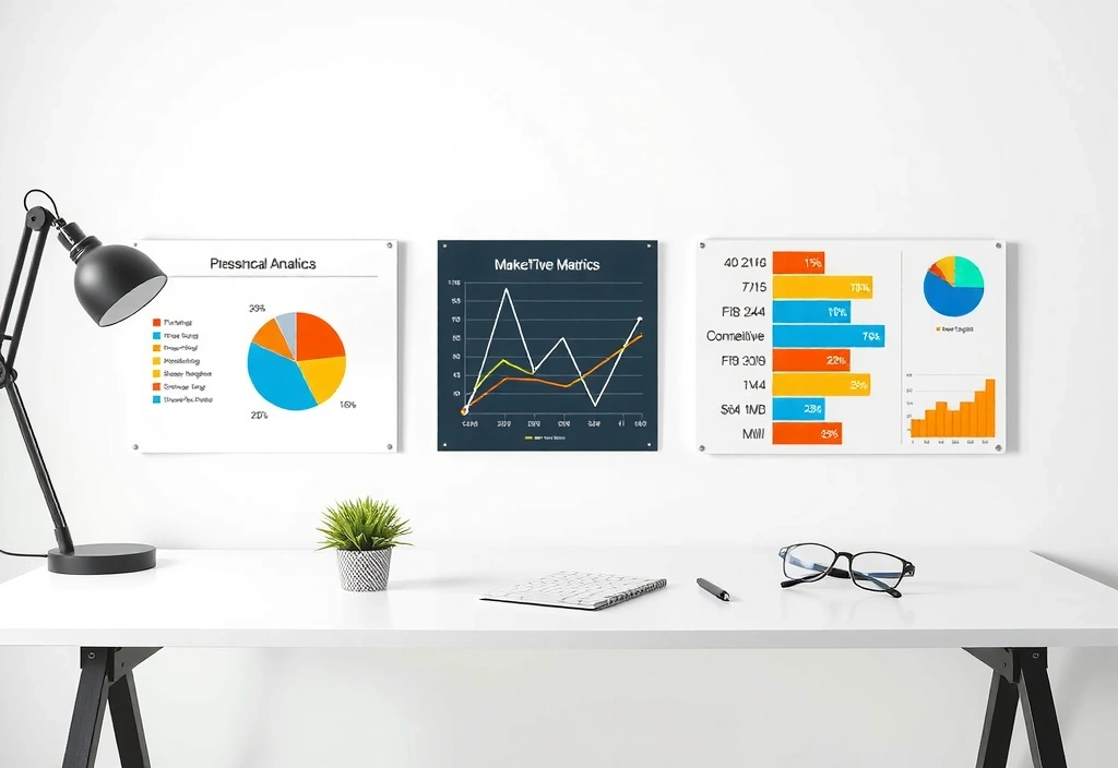 Market research data visualization with graphs, charts, and analytical insights